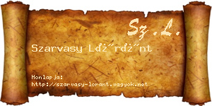 Szarvasy Lóránt névjegykártya